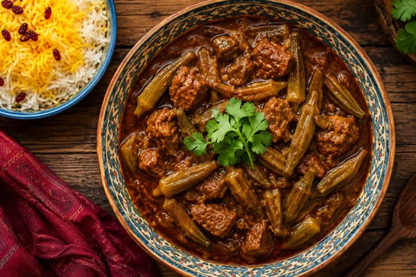 یک بشقاب خورشت بامیه اهوازی